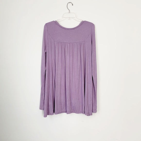 Free People Love Valley Long Sleeve Top Purple Tee - Picture 13 of 16